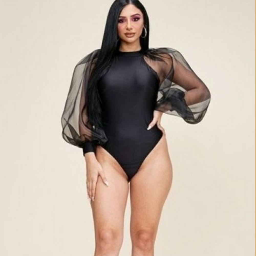 Sheer balloon sleeve bodysuit - Picture 4 of 7